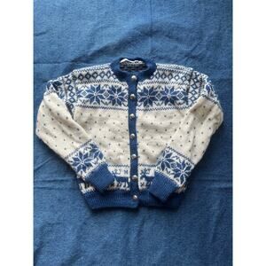 Vintage Childs B.K.S.K Norway 100% Wool Sweater Cardigan